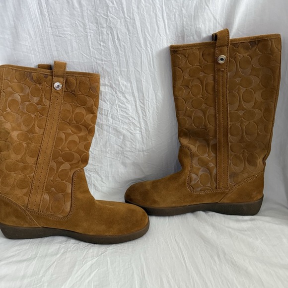 Coach Suede Tullip Boots Fur Lining Size 9B - Picture 4 of 12